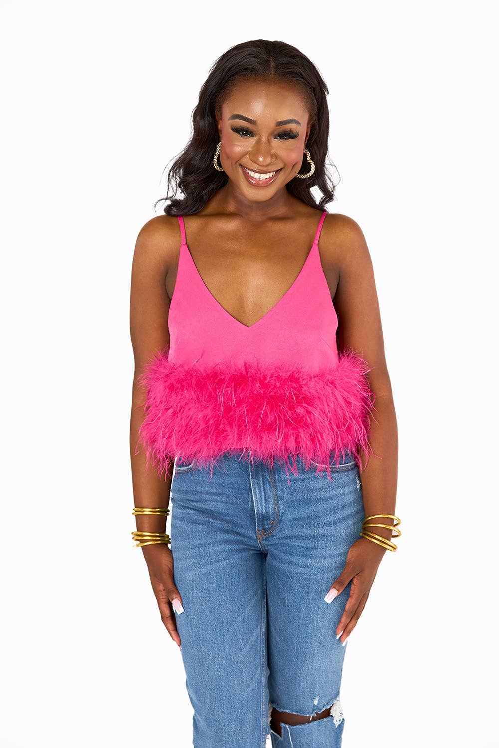 Reno Fuchsia Feather Tank, Size: XS