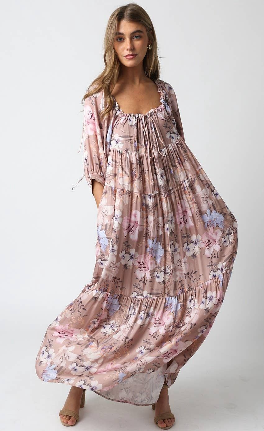 Tess Maxi Dress, Color: Mauve Multi, Size: S