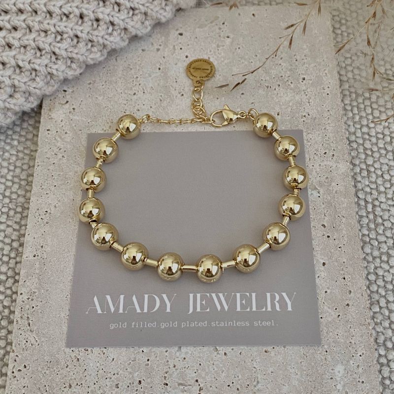 Military Satellite Chain Beaded Bracelet 18k Gold Plated