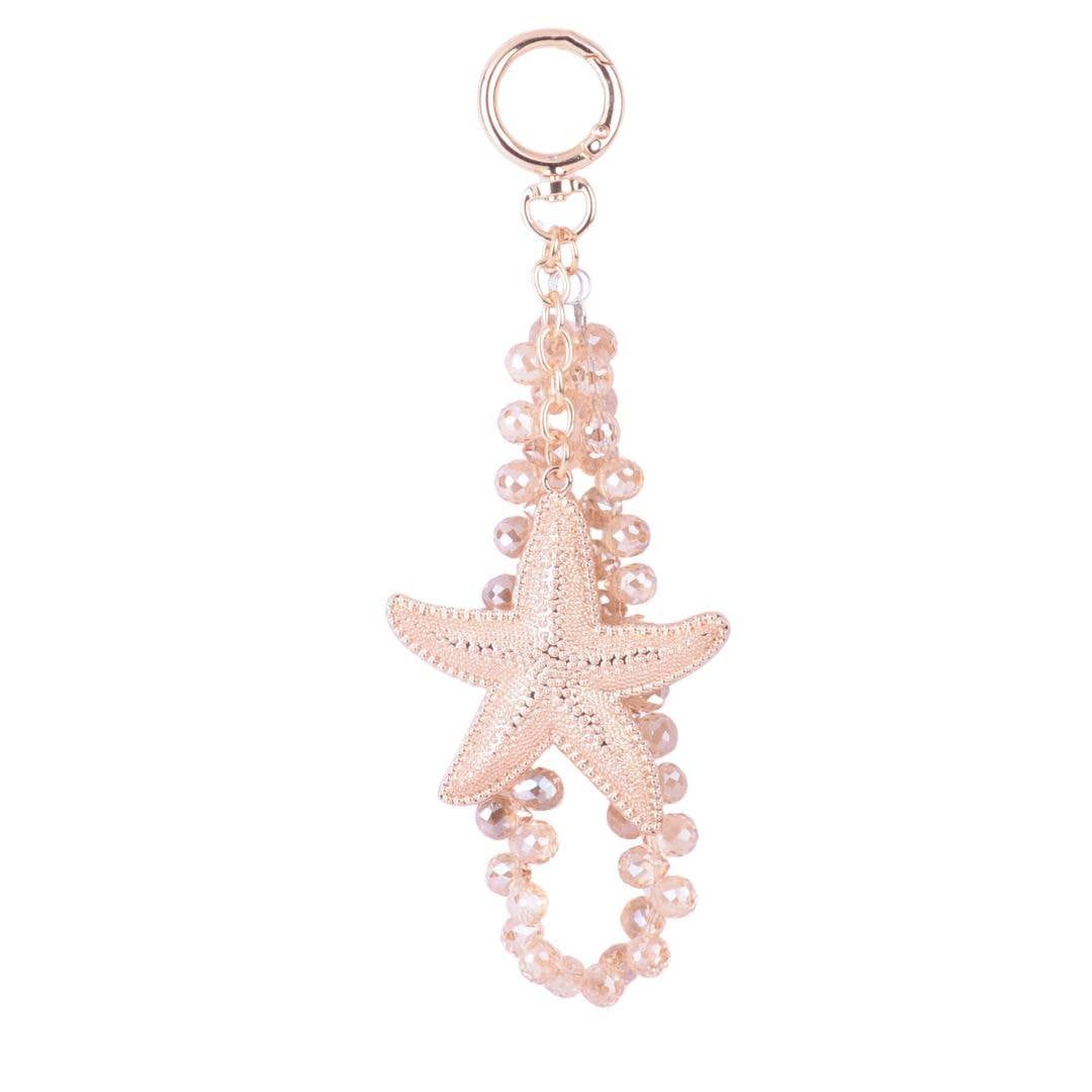 Gold Starfish Hang-Off with Rhinestone Charm, Color: Gold