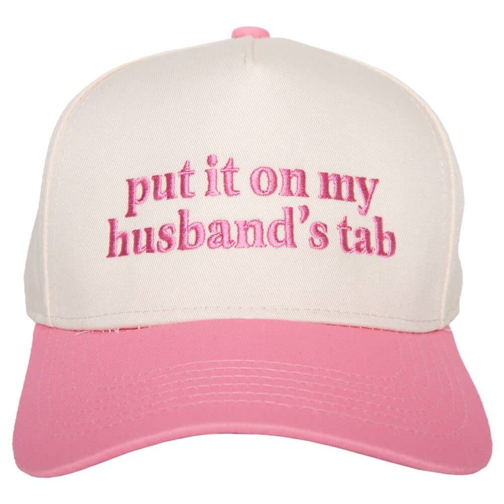 Put It On My Husband's Tab Two-Toned Vintage Hat, Color: Pink and Tan