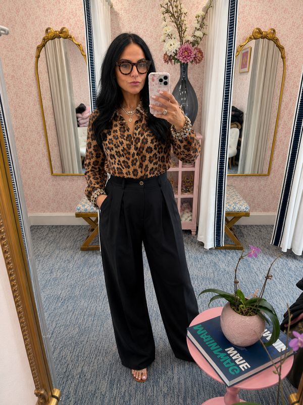 Crystal Leopard Chiffon Blouse