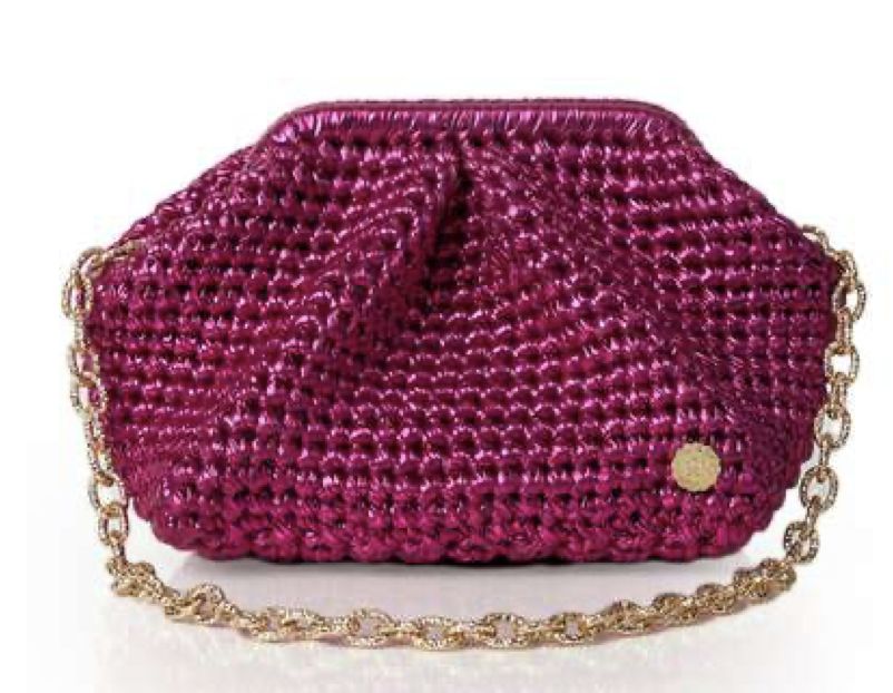 MICRO BASILICA METALLIC CROCHET SHOULDER BAG, Color: Fuschia