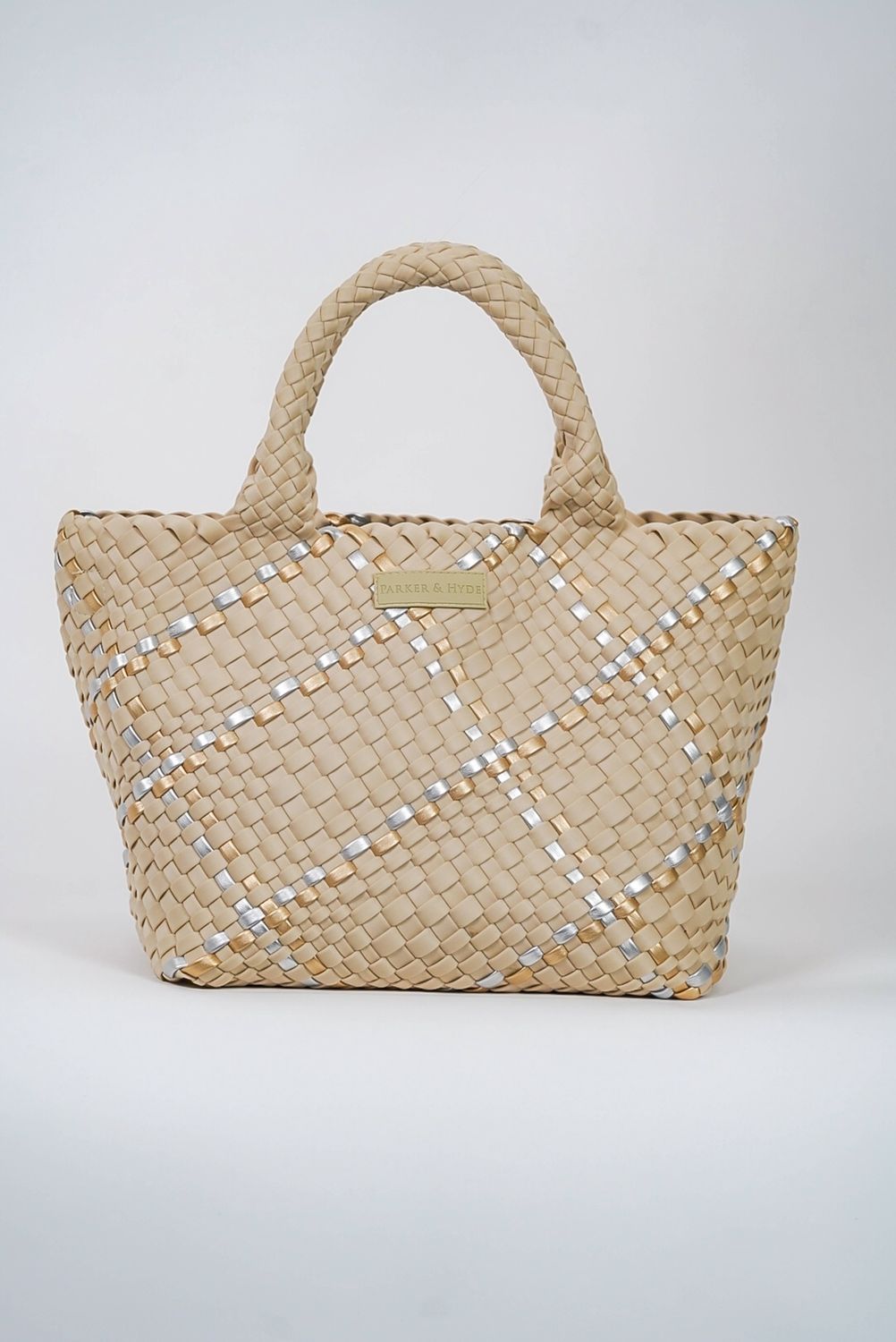Classic Woven Tote - Beige Metallic