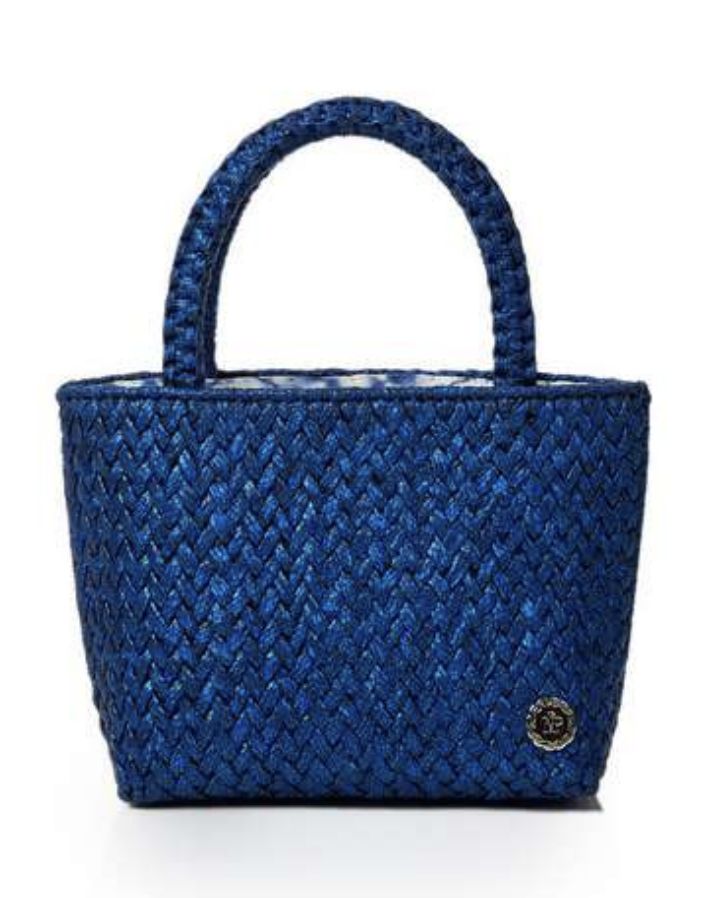 Micro Louisiana Metallic Blue Crochet Tote Bag