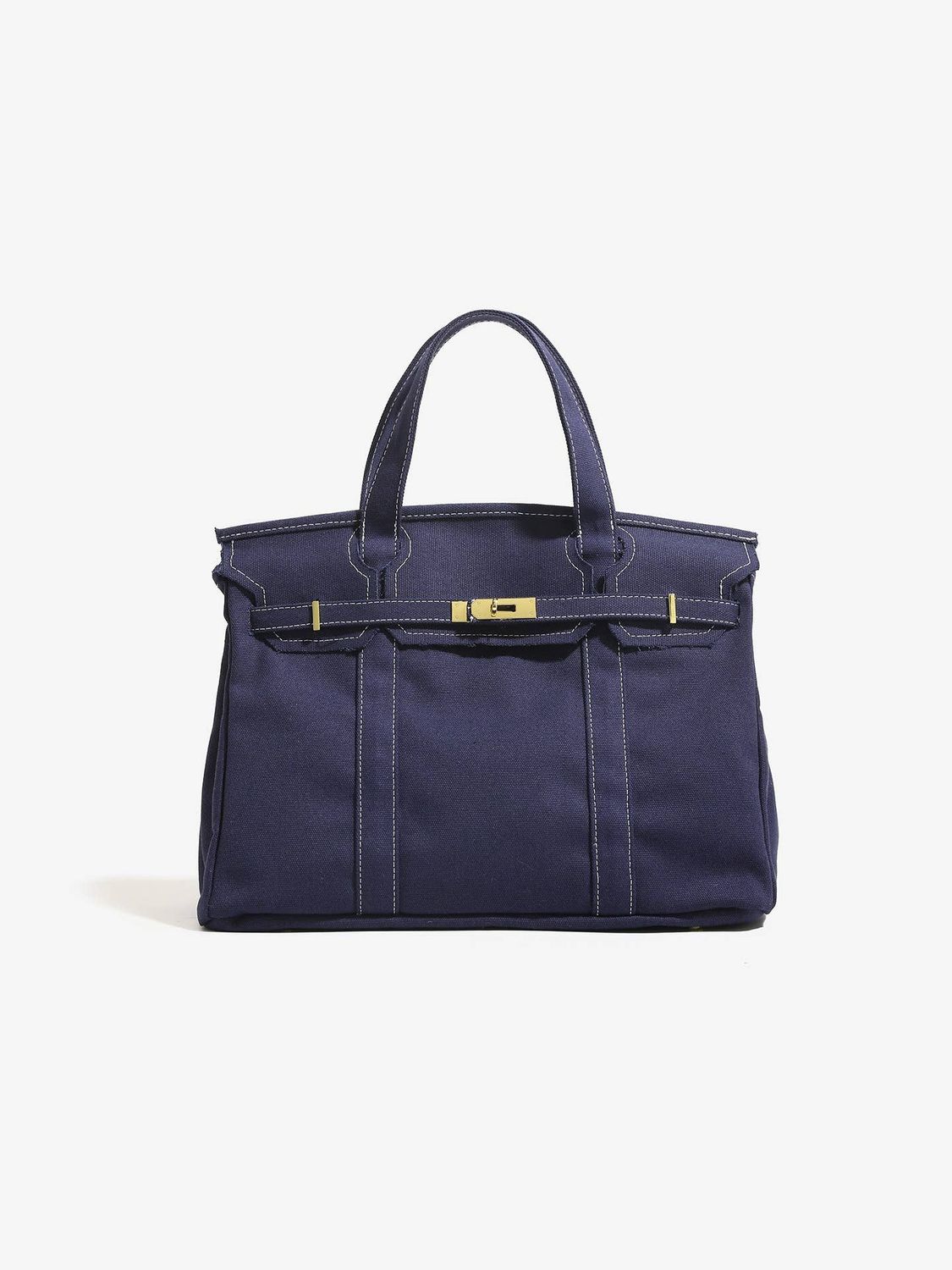 Handmade Premium Cotton Canvas Boat Bag Solid Color, Color: Dark Blue