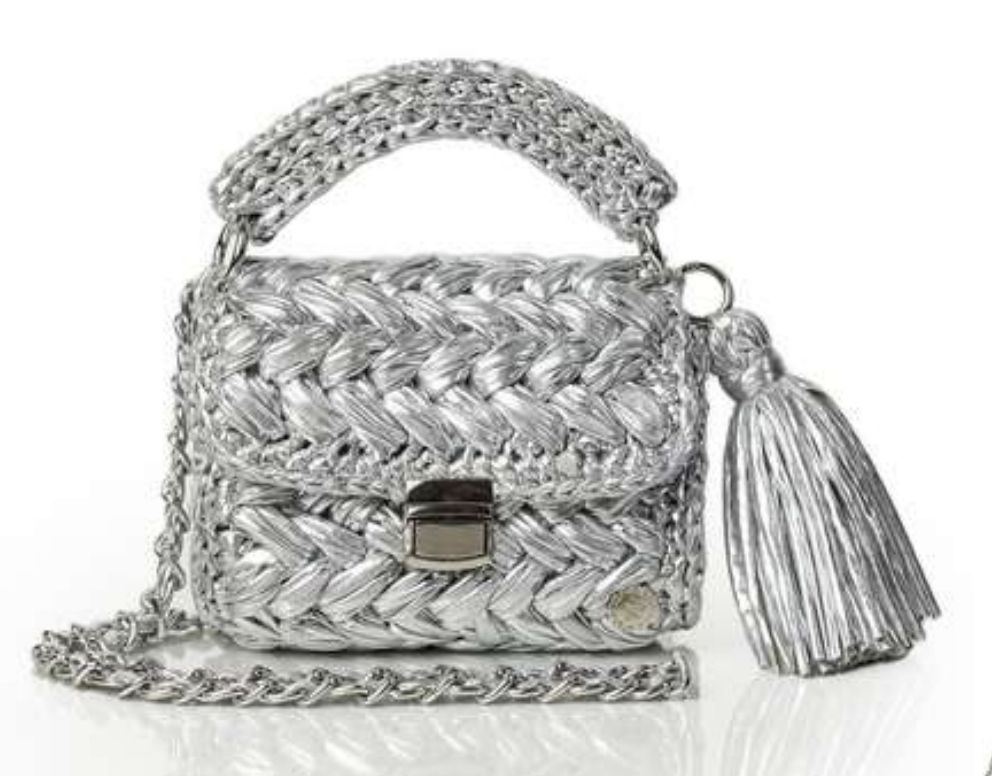 Seville Metallic Crochet Crossbody Bag, Color: Silver