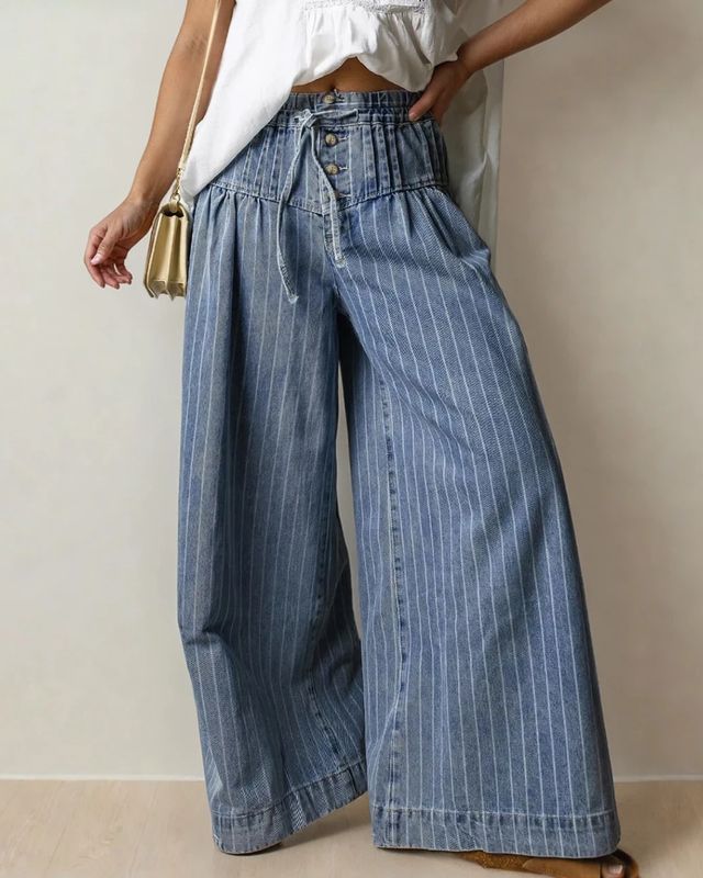 Cora Stripe Wide Leg Jeans