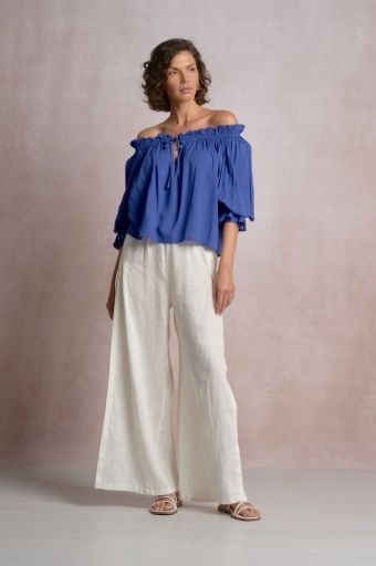 Blue off the Shoulder Shirt