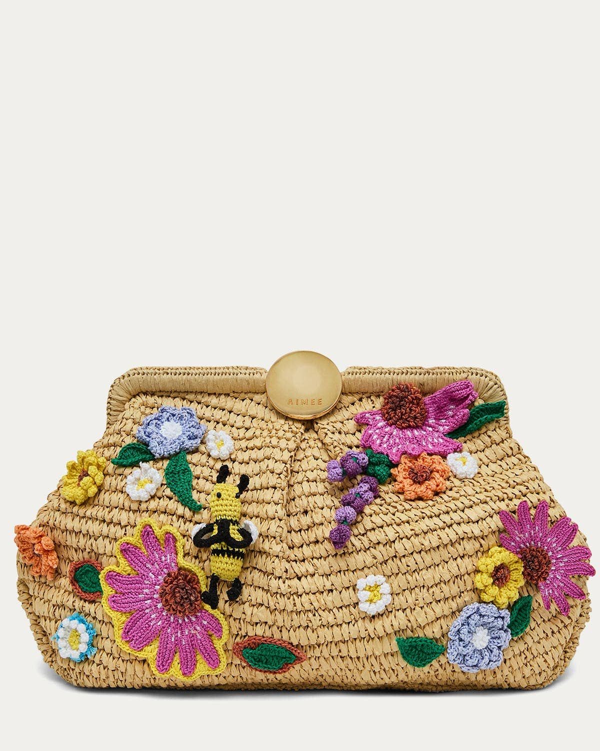 Full Circle Novelty XL Clutch(1)(1), Color: Raffia Floral