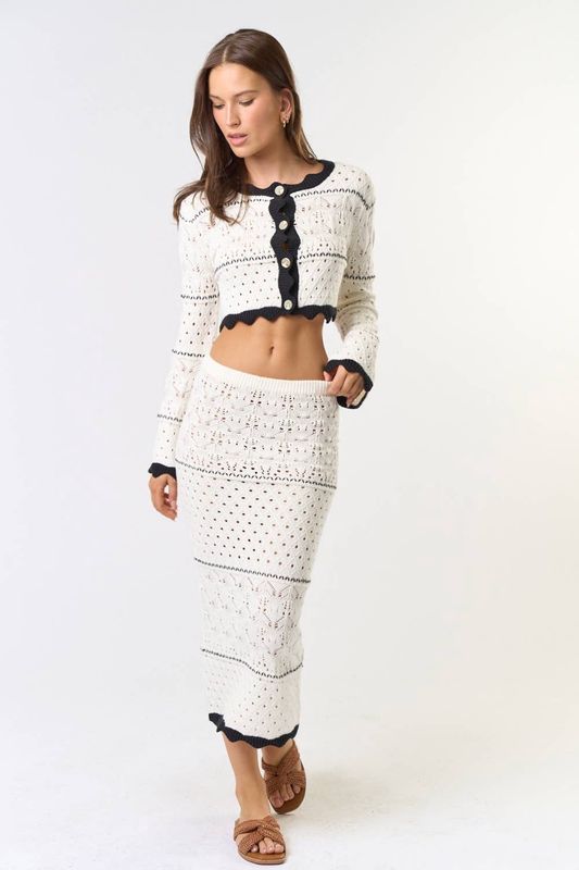 CROCHET SWEATER TOP W/ MIDI SKIRT SET
