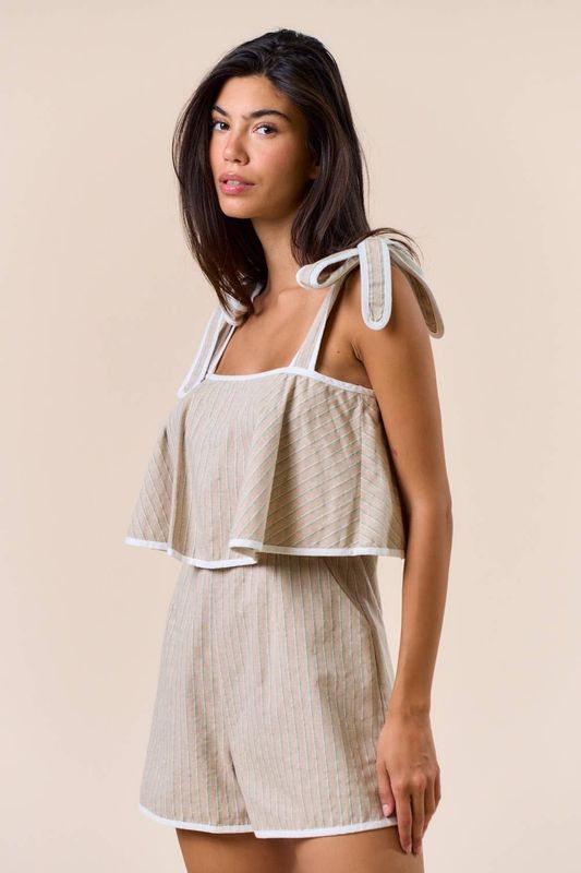 Contrast Hem Bow Tie Romper