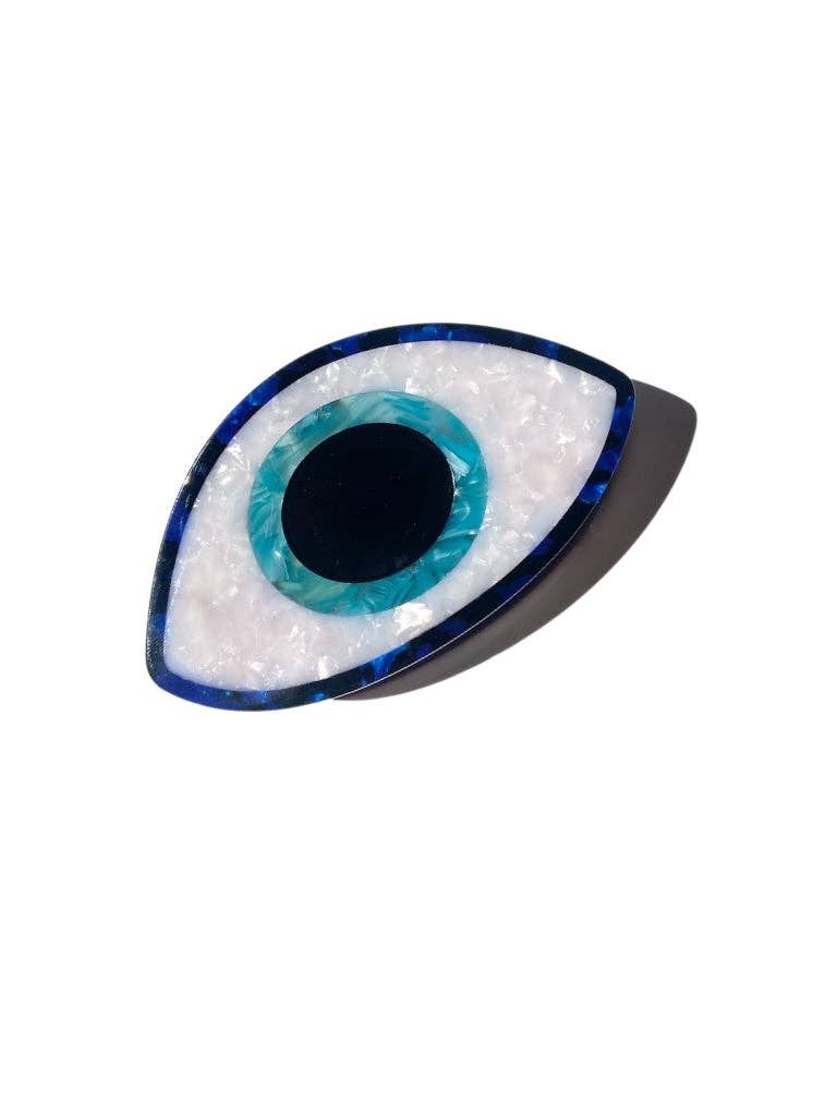 Hand-painted Evil Eye Claw Hair Clip | Eco-Friendly