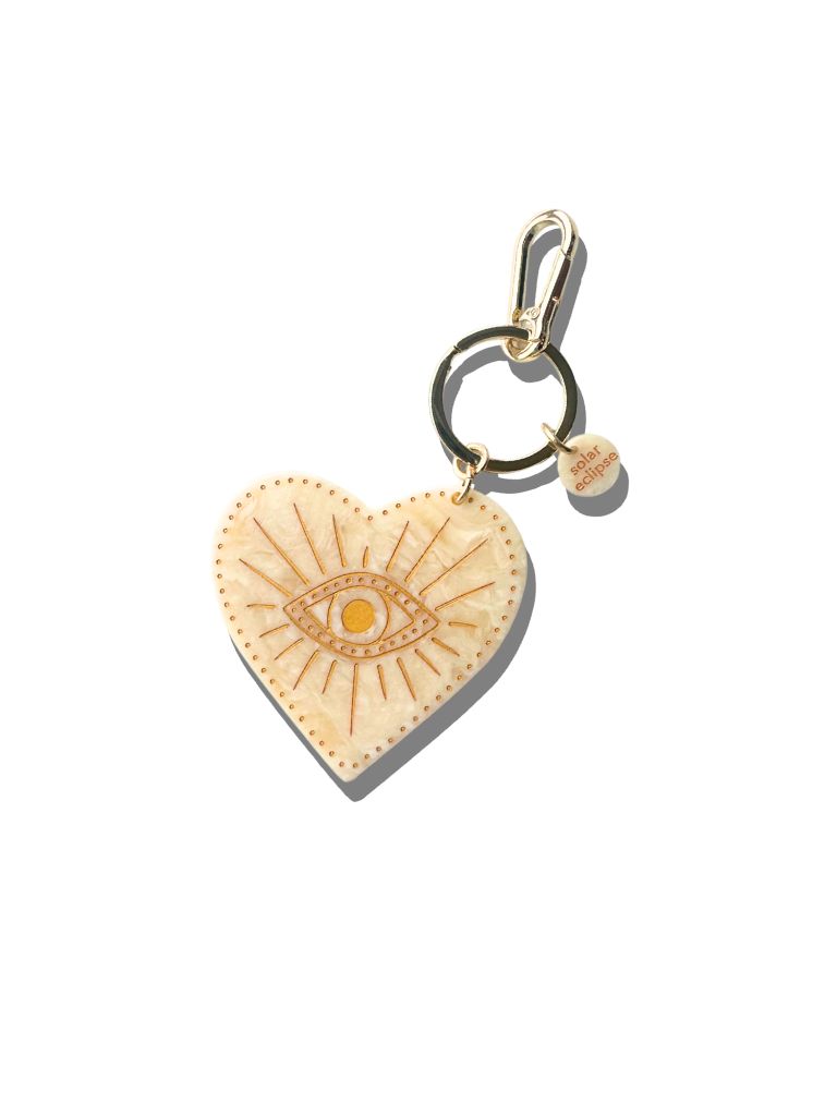 Hand-painted Celestial Heart Bag Charm + Keychain 