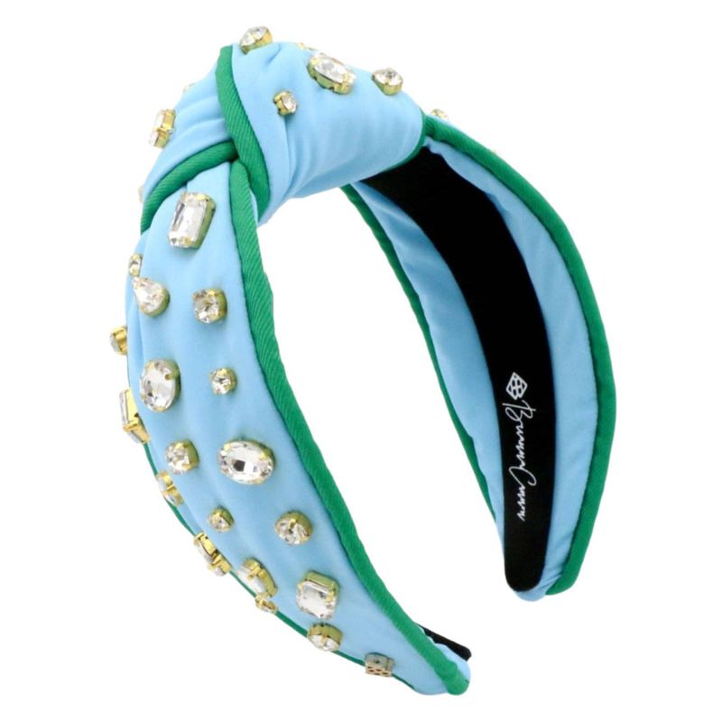Blue and Green Headband with Clear Crystals