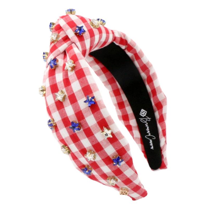 Red Gingham Headband with Stars