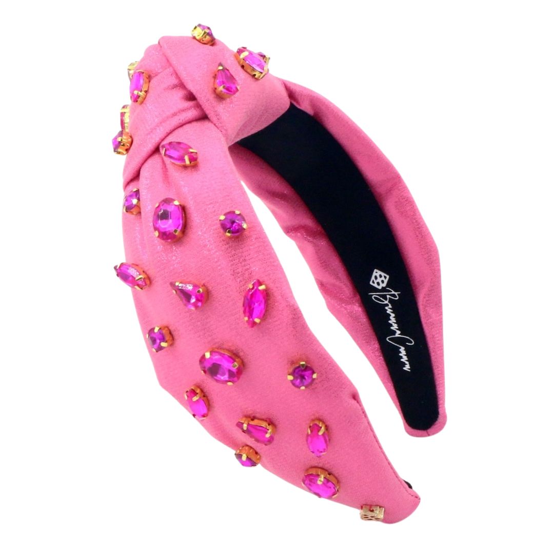 Shimmer Headband with Hand-Sewn Crystals in Pink