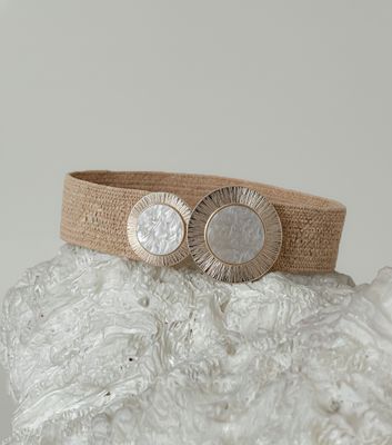 Raffia Stretch Belt with Pearl Buckle｜SS'26 Waist Cincher