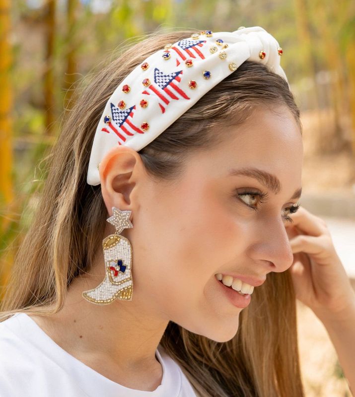 Patriotic Stars Jeweled Knot Headband