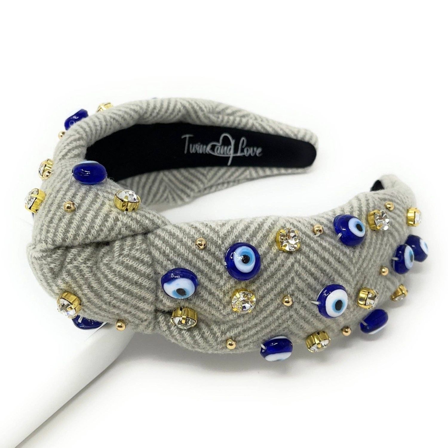 Hand Embellished Evil Eye Knotted Headband