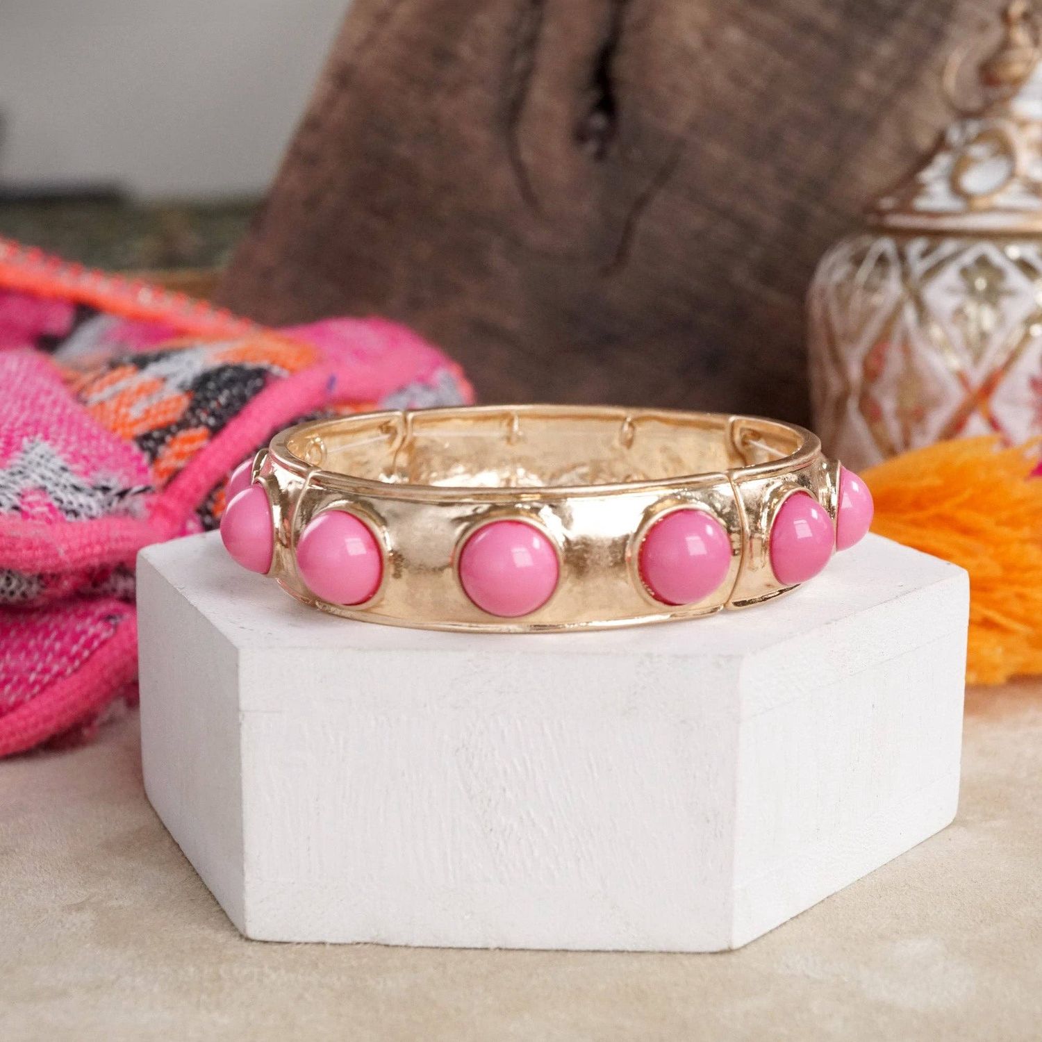 Eternity Statement Bangle, Color: Hot Pink