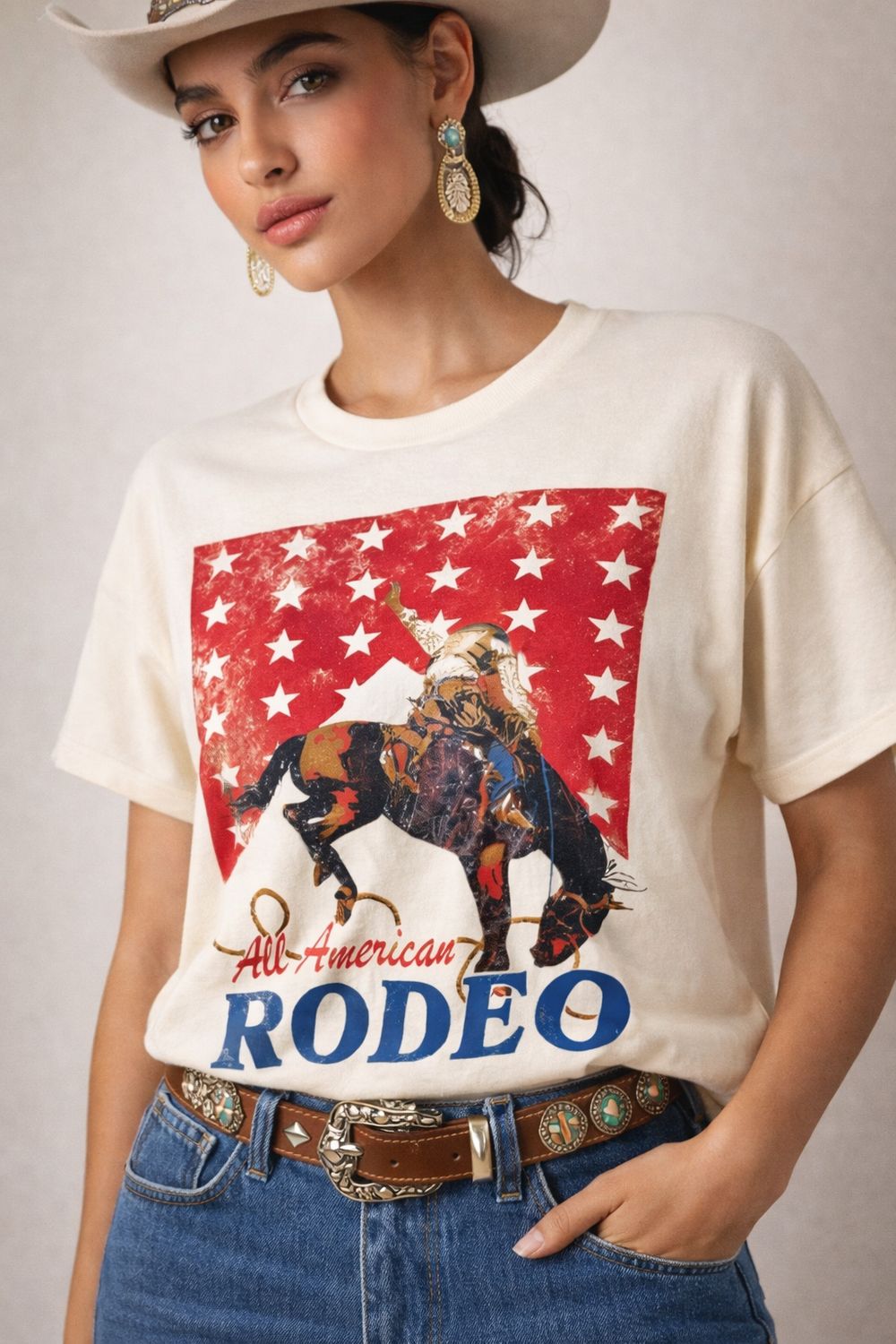 All-American Rodeo Western Cowboy T-Shirt, Size: SM