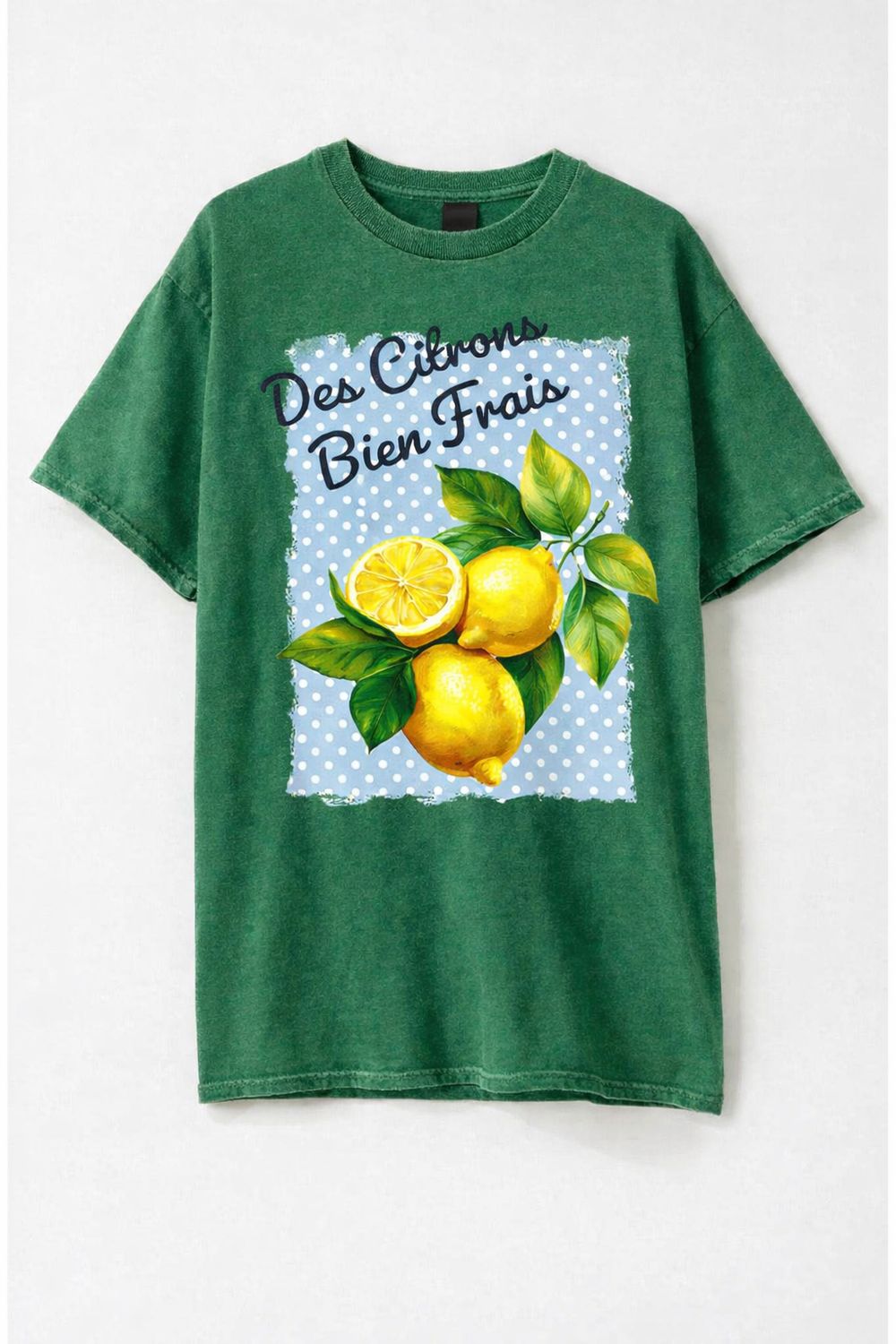 Des Citrons Lemons Mineral-Dyed Green T-Shirt, Size: SM