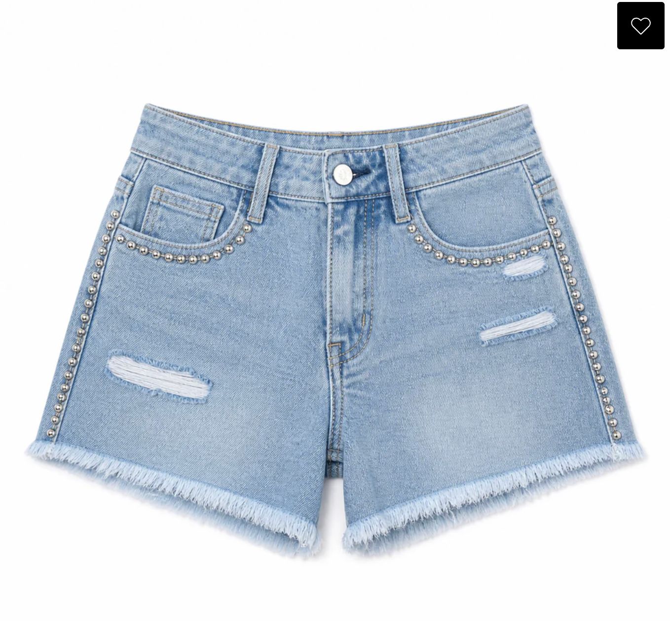 Distressed Studded | Denim Shorts