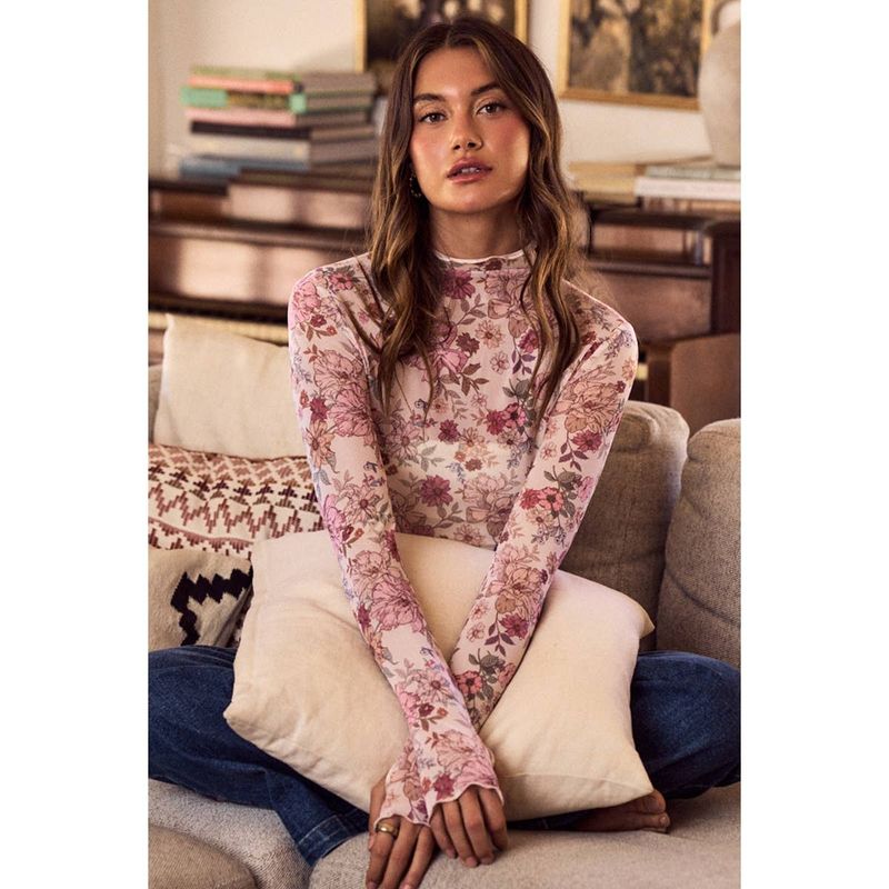 FLORAL PRINT MESHTOP