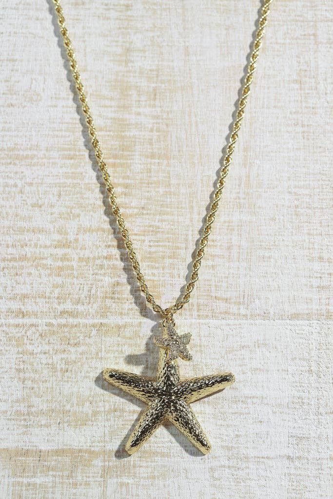 Large Gold Starfish Santorini Rope Necklace
