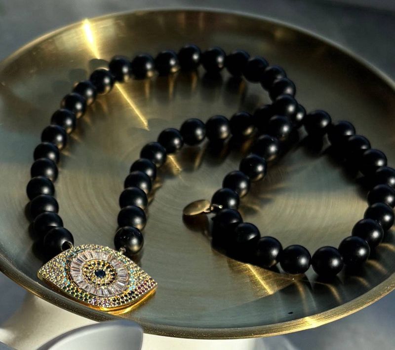 Stretchy Beaded Crystal Evil Eye Necklace