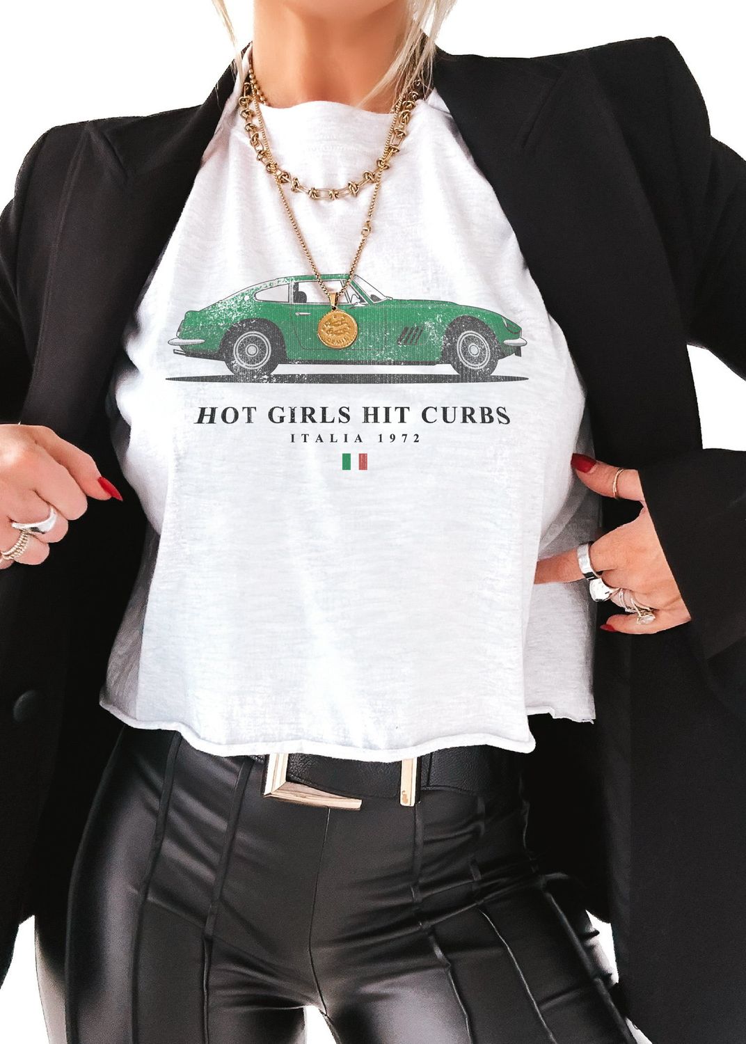 CROPPED HOT GIRLS HIT CURBS GRAPHIC TEE