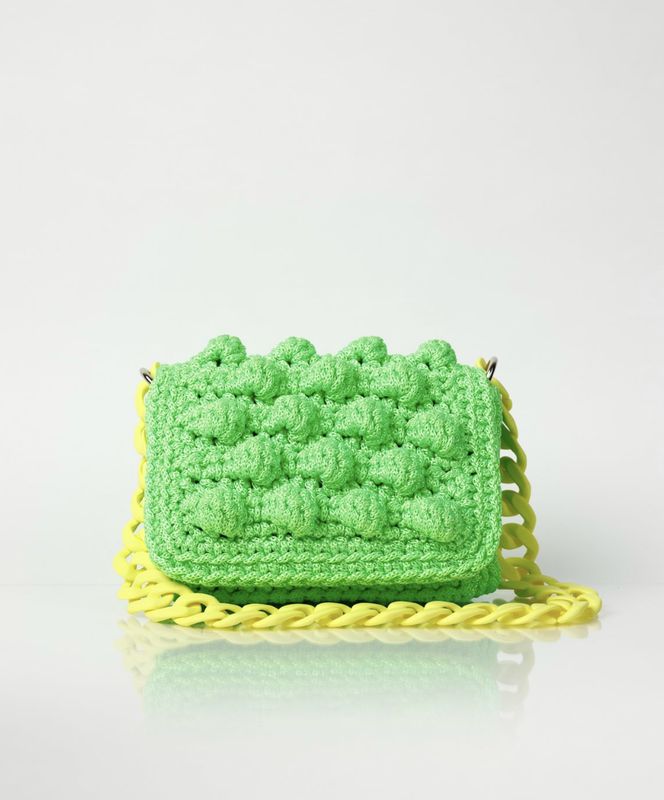 Micro Ossian Lime Green Crochet Shoulder Bag