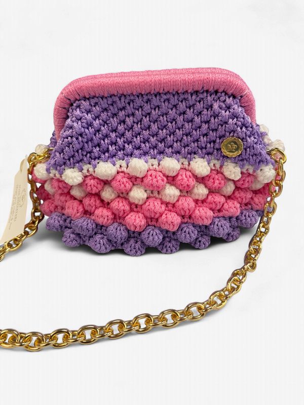 MINI NAOMI LILAC/PINK CROCHET SHOULDER BAG