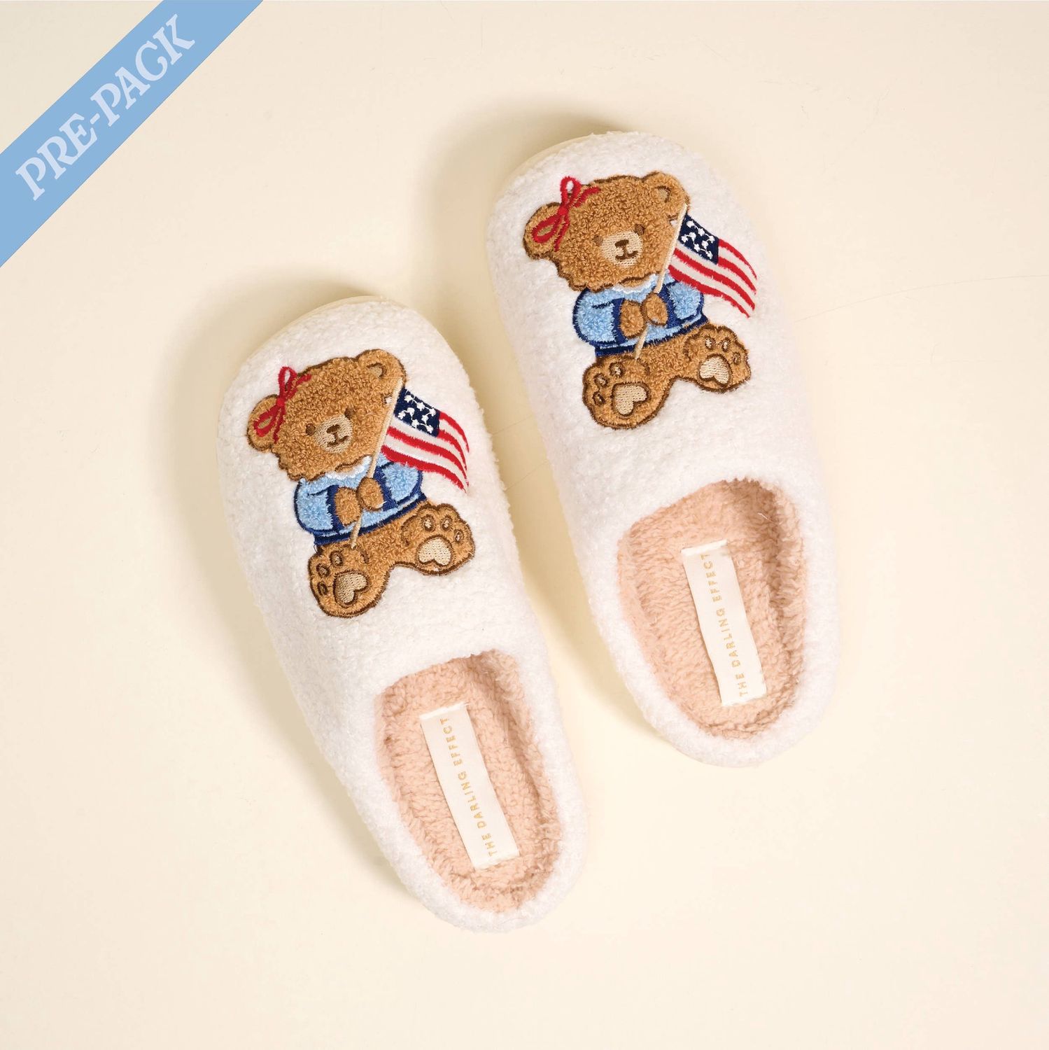 Star Spangled Bear Fuzzy Slippers, Size: SM