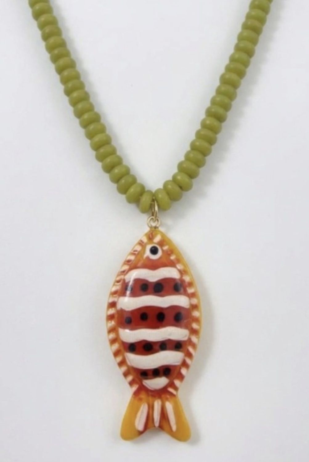 Colorful Tropical Fish Beaded Necklace, Color: GREEN