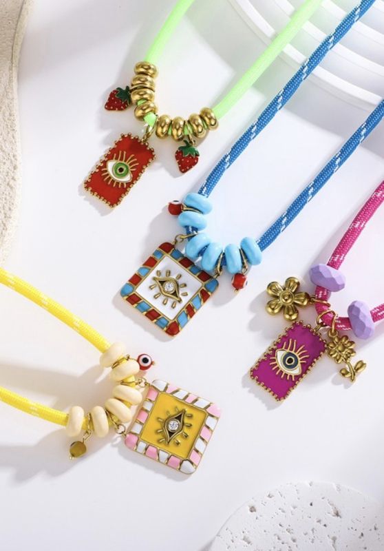 Evil Eye Multi-Color Cord Necklace
