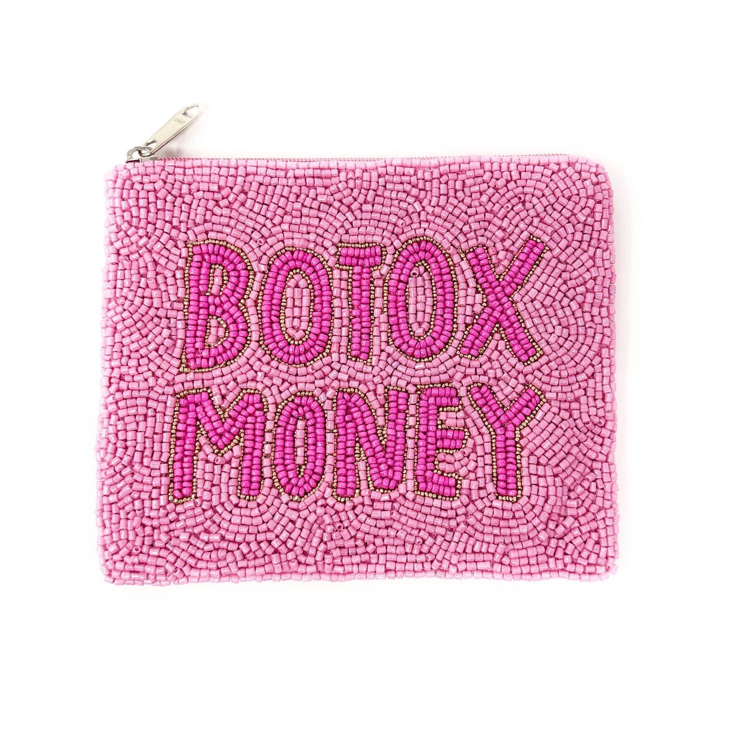 Pink Botox Money Small Beaded Pouch