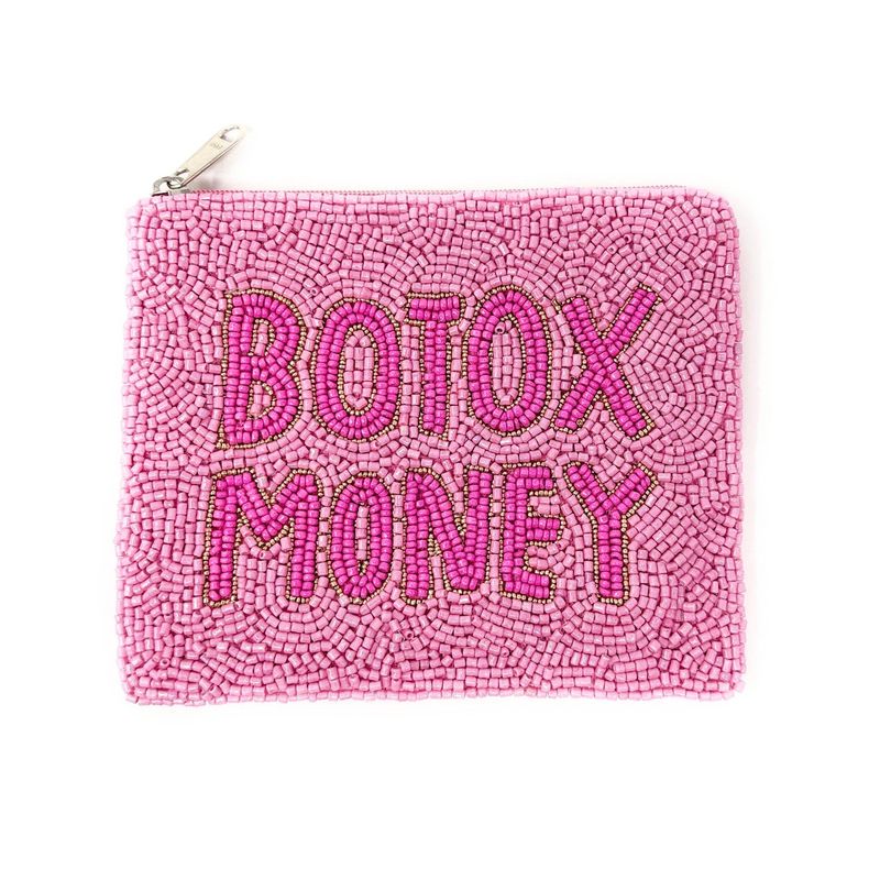 Pink Botox Money Small Beaded Pouch