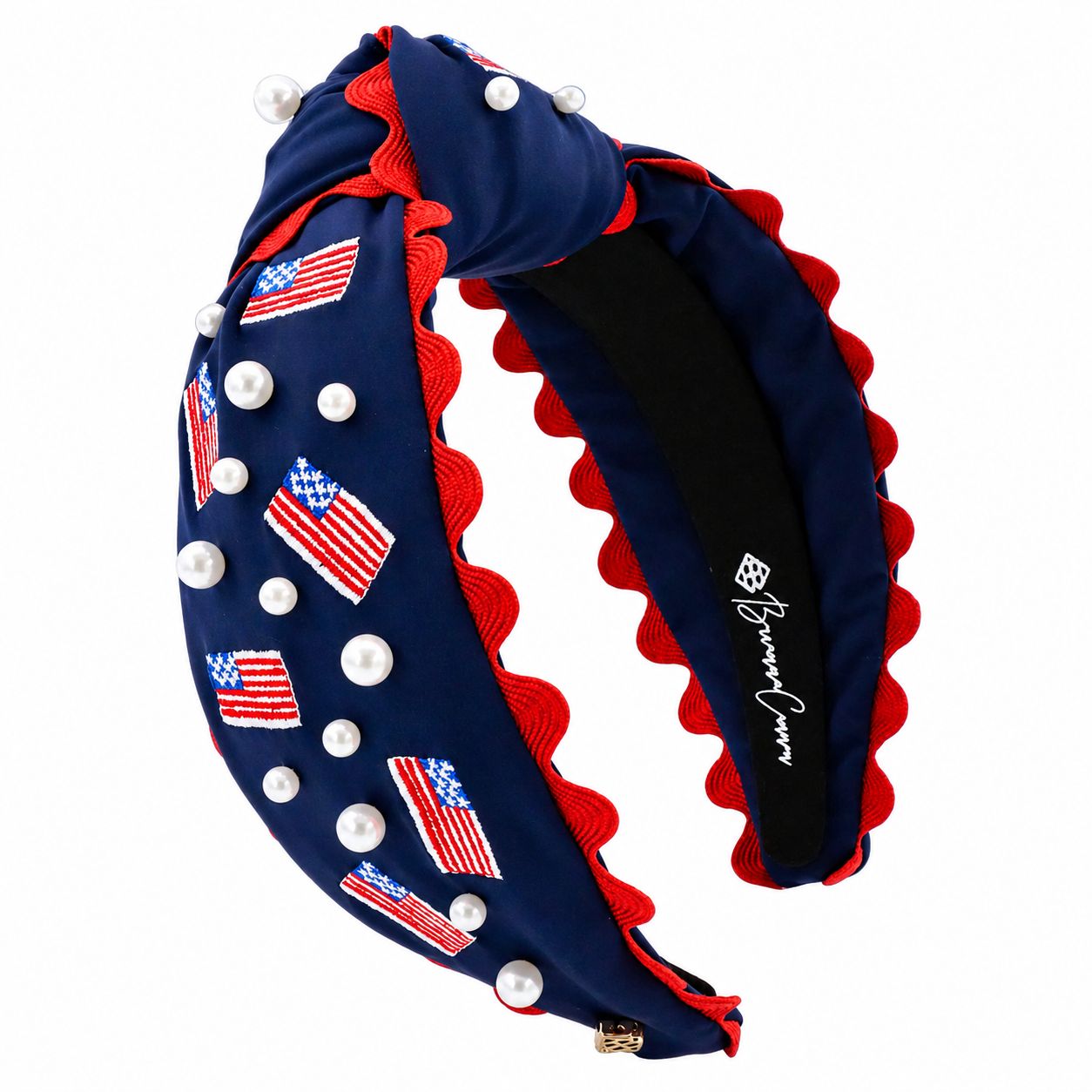 American Flag Headband with Pearls