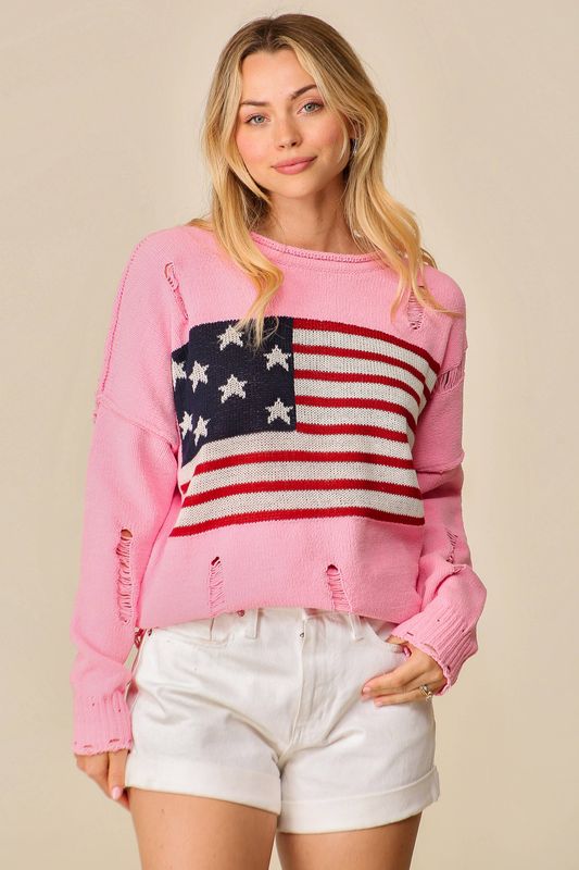 Distressed USA Americana Sweater