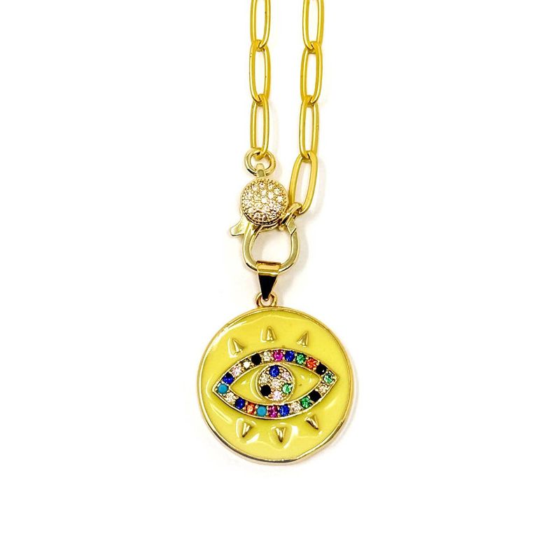 18" Matte Paperclip Necklace with  Protective Eye