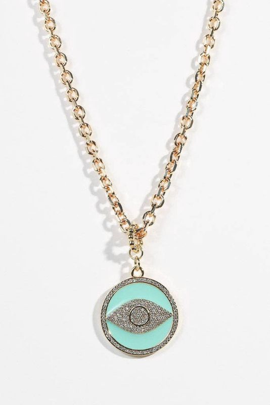 Lucky Charm: Turquoise Pavé Evil Eye Statement Necklace