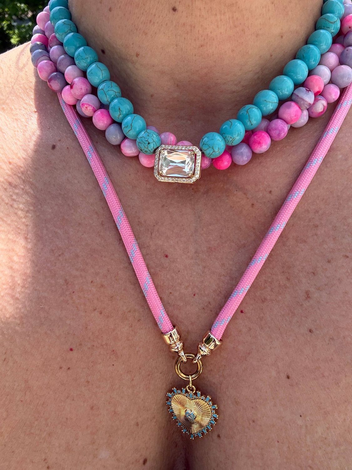 Just the cord- Cord necklace, Color: Light Pink/White
