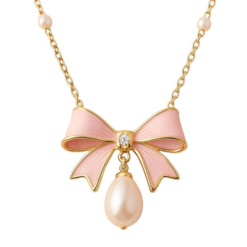 Pretty Pink Bow Necklace