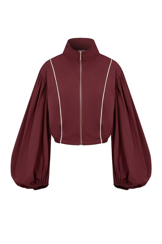 Super Puffed Sleeves Piping Detail Jacket