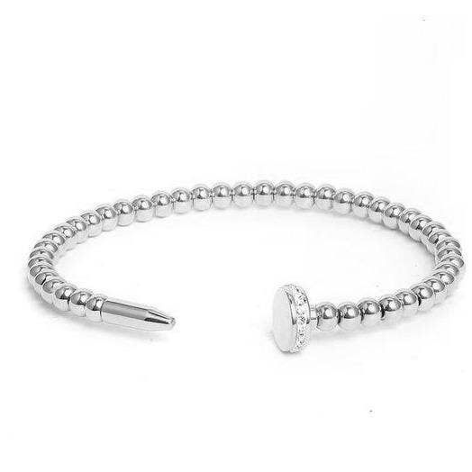 Beaded Nail Bracelet, Color: Silver