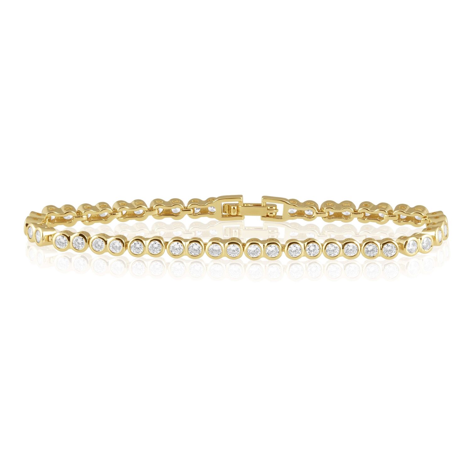 Bezel Tennis Bracelet, Color: Gold, Size: 7.0"