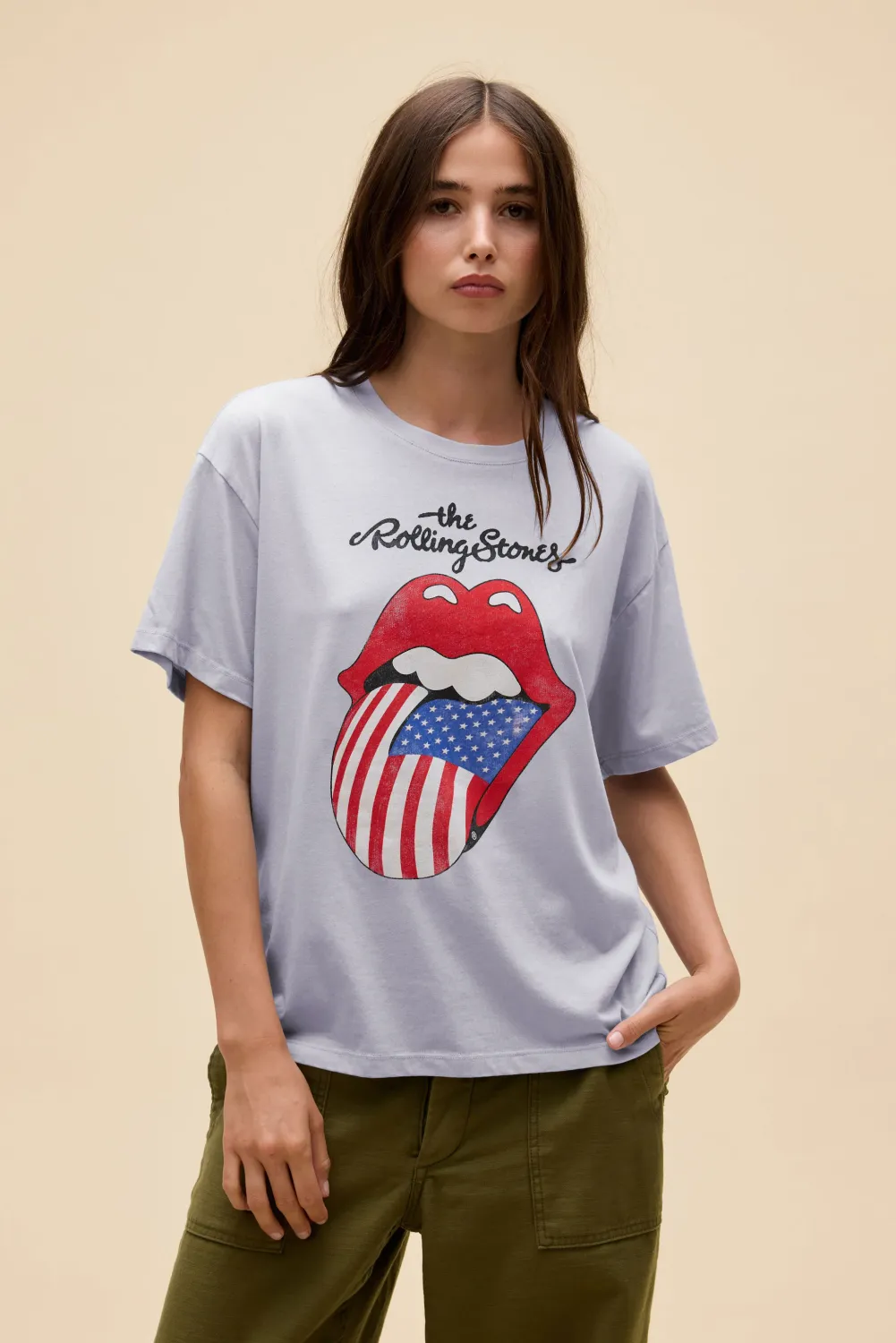 Rolling Stones Sky Way Blue Flag Tongue Burnout BF Tee