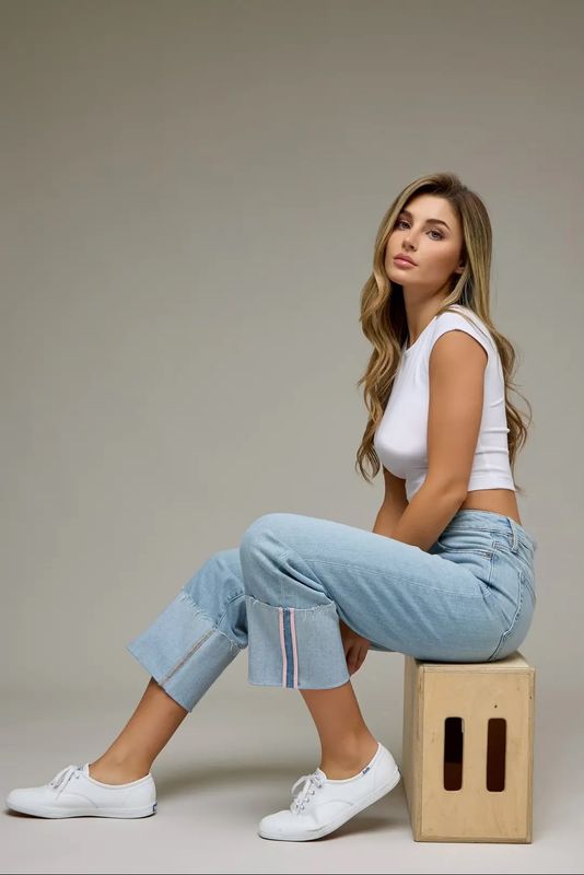 Ella cropped pink tape cuffed jeans